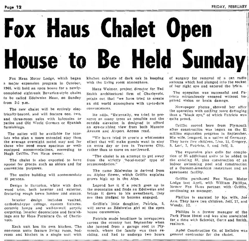 Fox Haus Motor Lodge - Feb 17 1967 Article (newer photo)